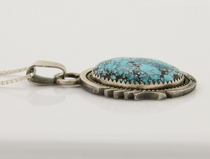 Navajo Necklace 925 Silver Natural Turquoise Artist Kee Montoya C.80's