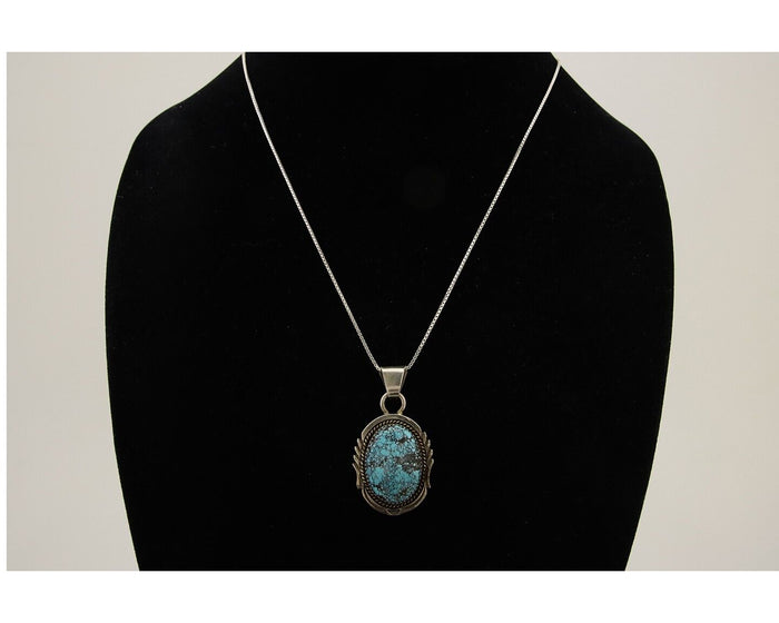 Navajo Necklace 925 Silver Natural Turquoise Artist Kee Montoya C.80's
