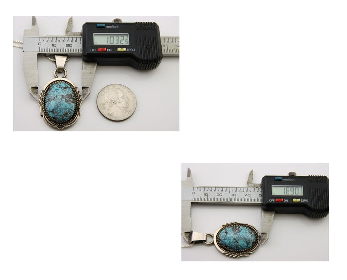 Navajo Necklace 925 Silver Natural Turquoise Artist Kee Montoya C.80's