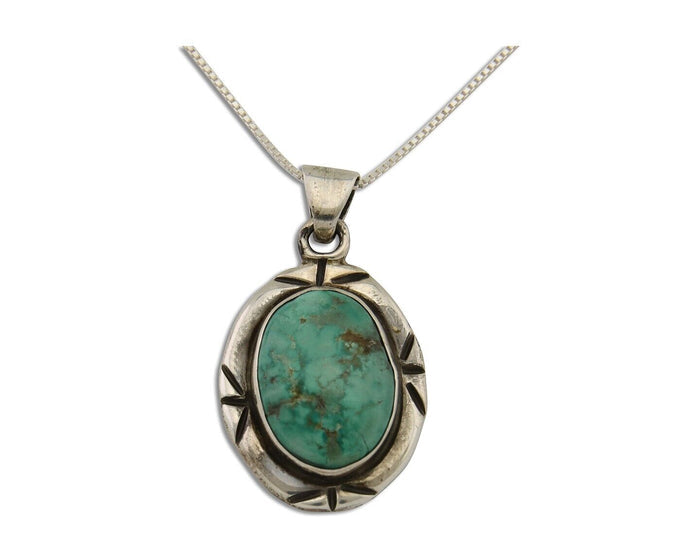 Navajo Necklace 925 Silver Natural Turquoise Artist M Montoya C.80's