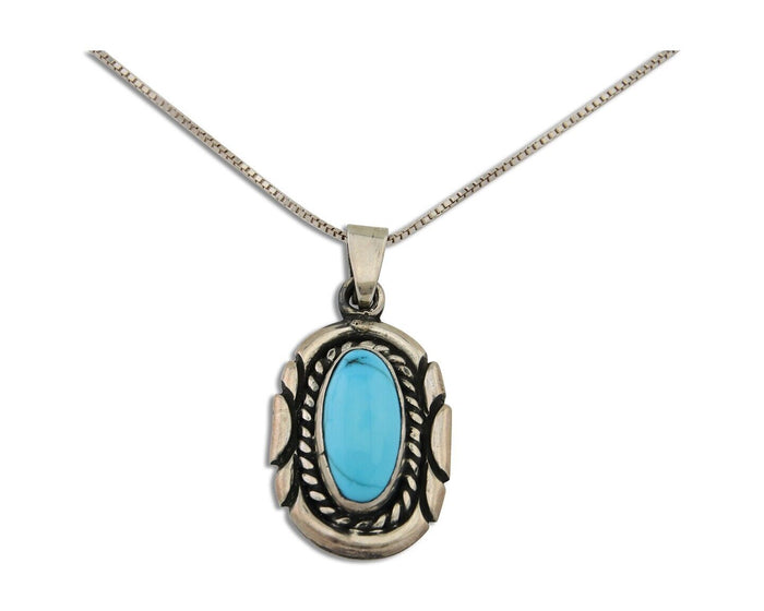Navajo Necklace 925 Silver Natural Turquoise Artist M Montoya C.80's