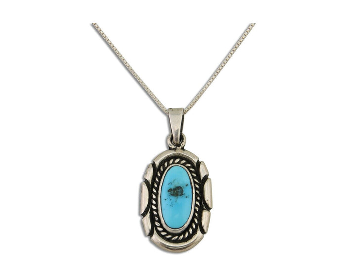 Navajo Necklace 925 Silver Natural Turquoise Artist M Montoya C.80's