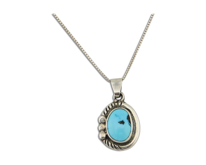 Navajo Necklace 925 Silver Natural Turquoise Artist M Montoya C.80's