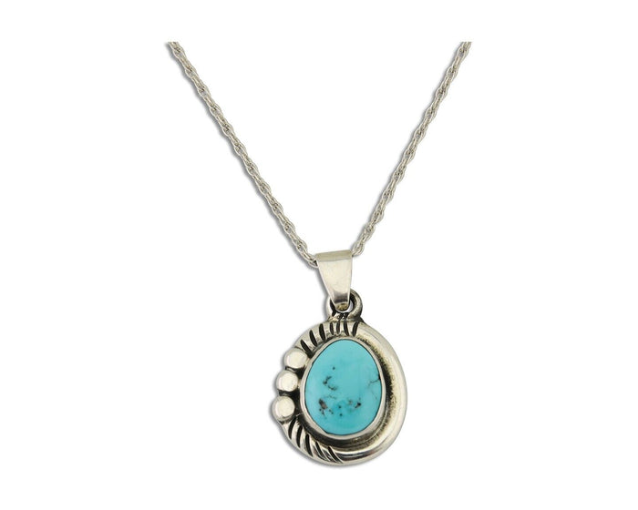 Navajo Necklace 925 Silver Natural Turquoise Artist M Montoya C.80's
