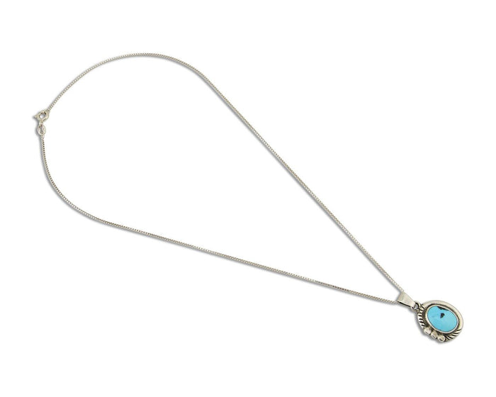 Navajo Necklace 925 Silver Natural Turquoise Artist M Montoya C.80's