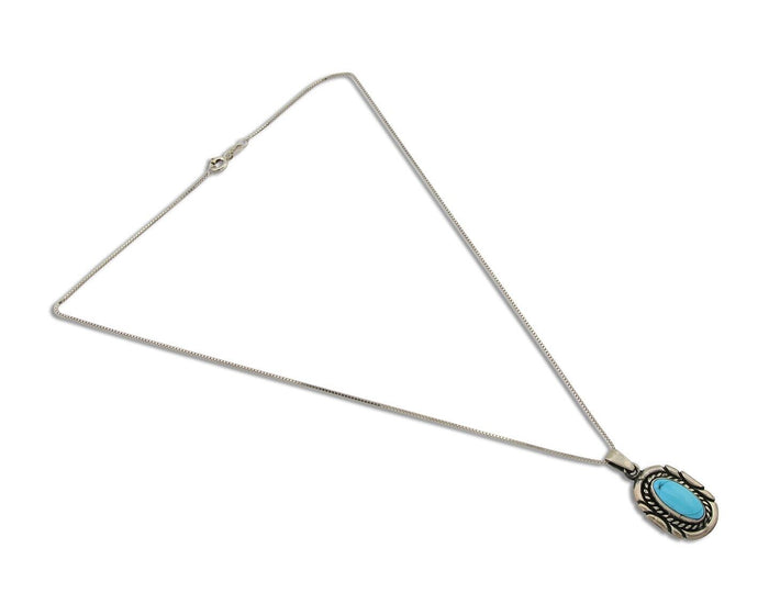 Navajo Necklace 925 Silver Natural Turquoise Artist M Montoya C.80's