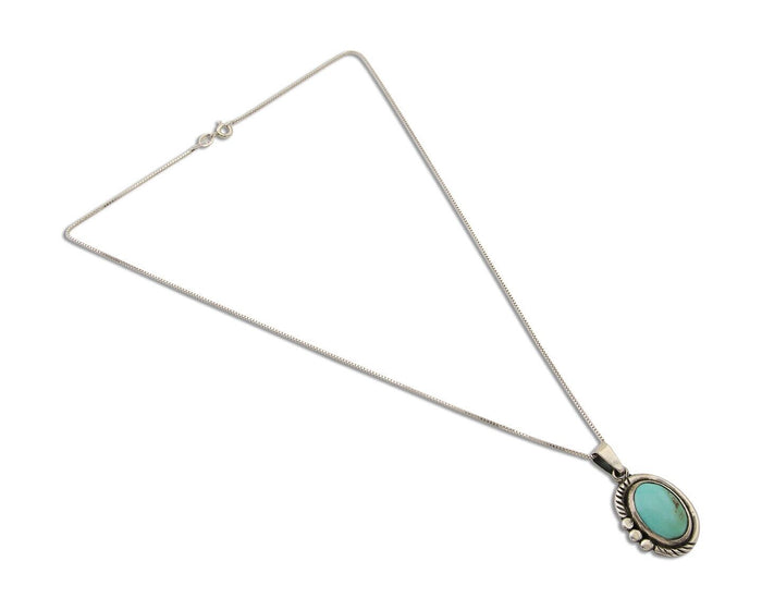 Navajo Necklace 925 Silver Natural Turquoise Artist M Montoya C.80's