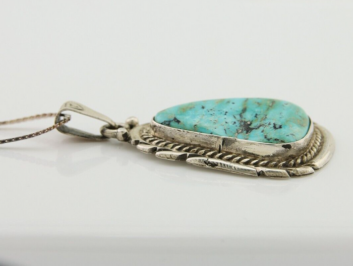 Navajo Necklace 925 Silver Natural Turquoise Artist M Montoya C.80's