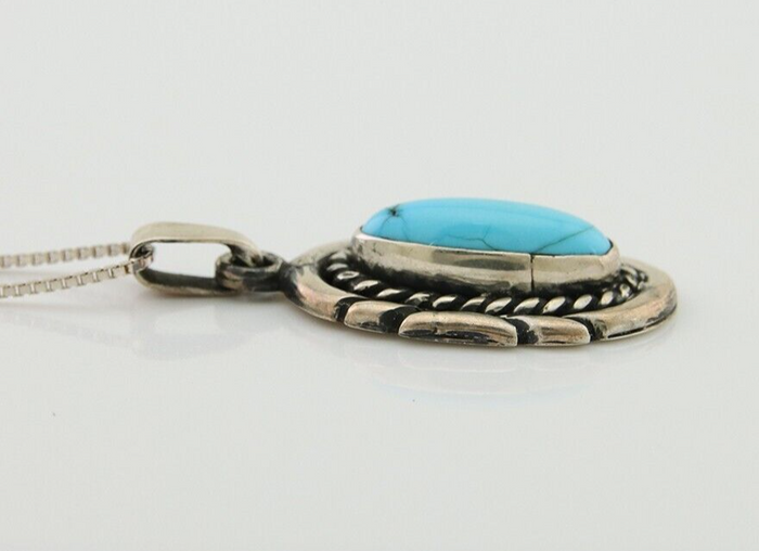 Navajo Necklace 925 Silver Natural Turquoise Artist M Montoya C.80's