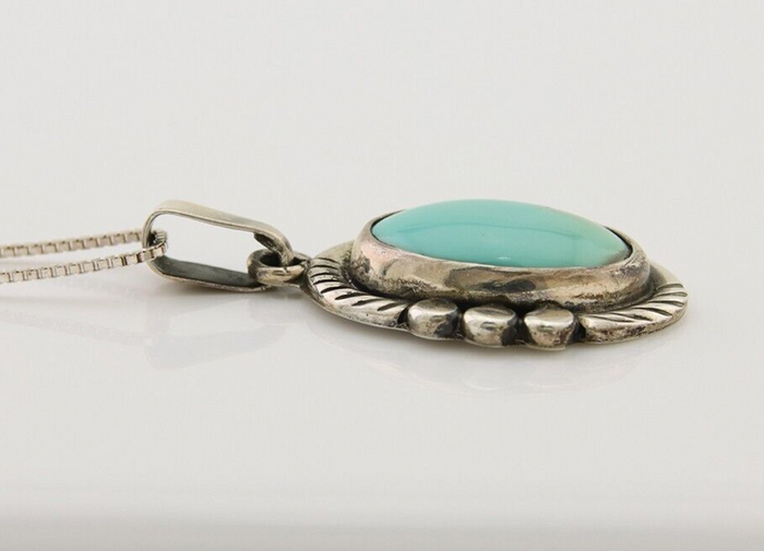 Navajo Necklace 925 Silver Natural Turquoise Artist M Montoya C.80's