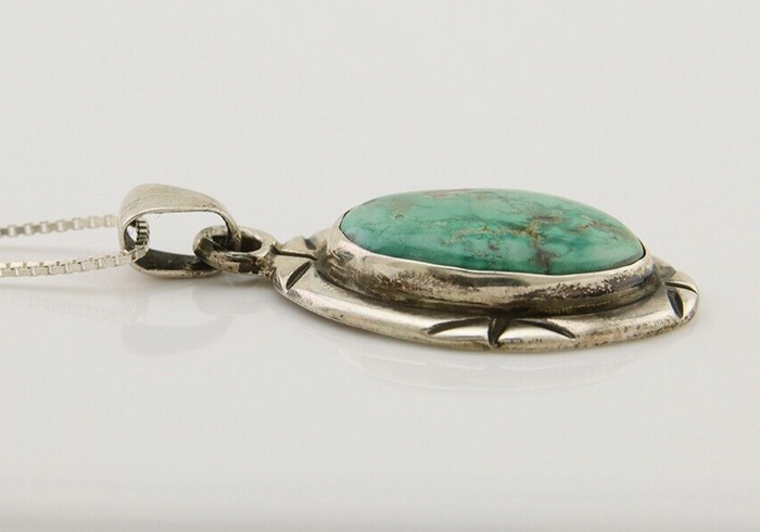 Navajo Necklace 925 Silver Natural Turquoise Artist M Montoya C.80's