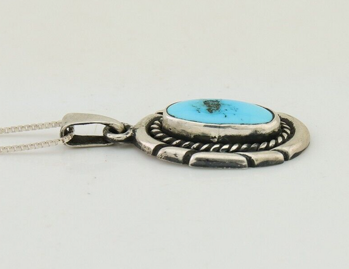Navajo Necklace 925 Silver Natural Turquoise Artist M Montoya C.80's