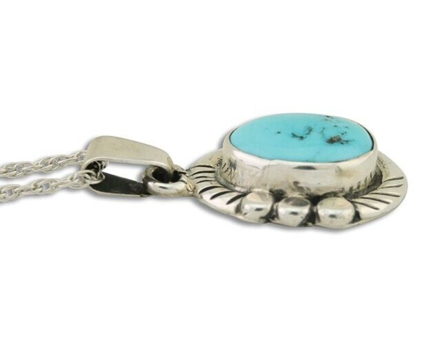 Navajo Necklace 925 Silver Natural Turquoise Artist M Montoya C.80's