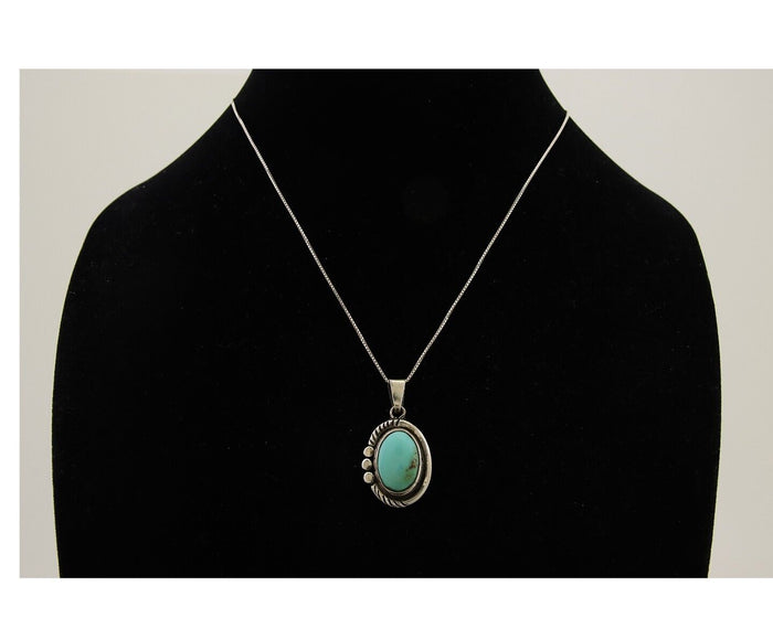 Navajo Necklace 925 Silver Natural Turquoise Artist M Montoya C.80's