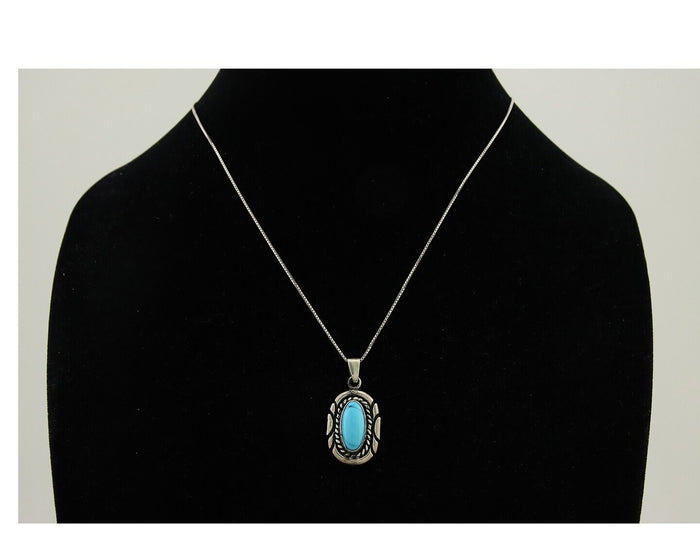 Navajo Necklace 925 Silver Natural Turquoise Artist M Montoya C.80's