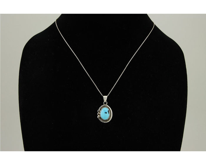 Navajo Necklace 925 Silver Natural Turquoise Artist M Montoya C.80's