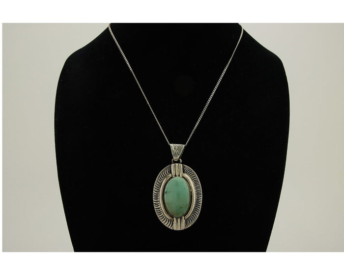 Navajo Necklace 925 Silver Natural Turquoise Artist M Montoya C.80's