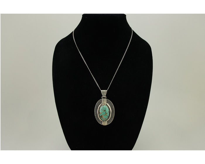 Navajo Necklace 925 Silver Natural Turquoise Artist M Montoya C.80's