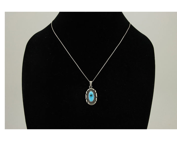 Navajo Necklace 925 Silver Natural Turquoise Artist M Montoya C.80's