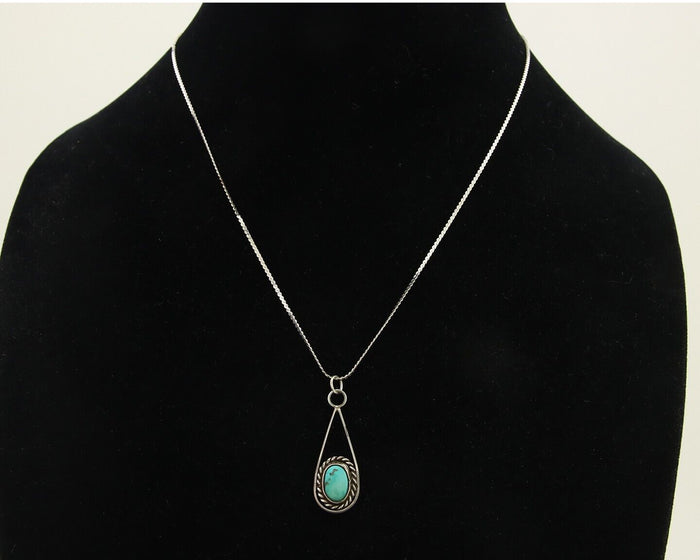 Navajo Necklace 925 Silver Natural Turquoise Artist Native American C.80's