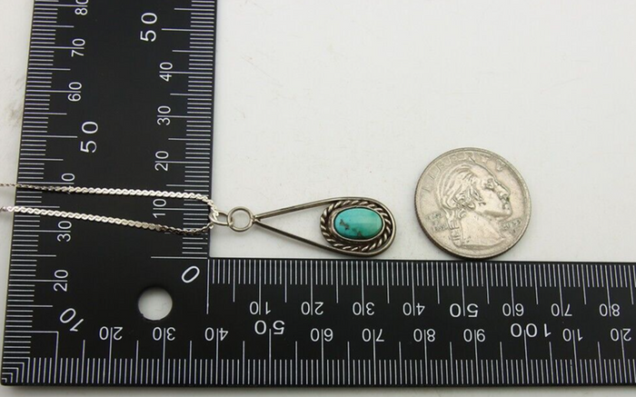 Navajo Necklace 925 Silver Natural Turquoise Artist Native American C.80's
