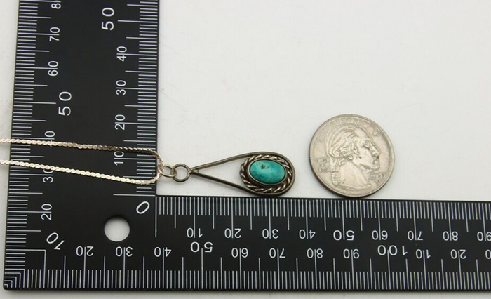 Navajo Necklace 925 Silver Natural Turquoise Artist Native American C.80's