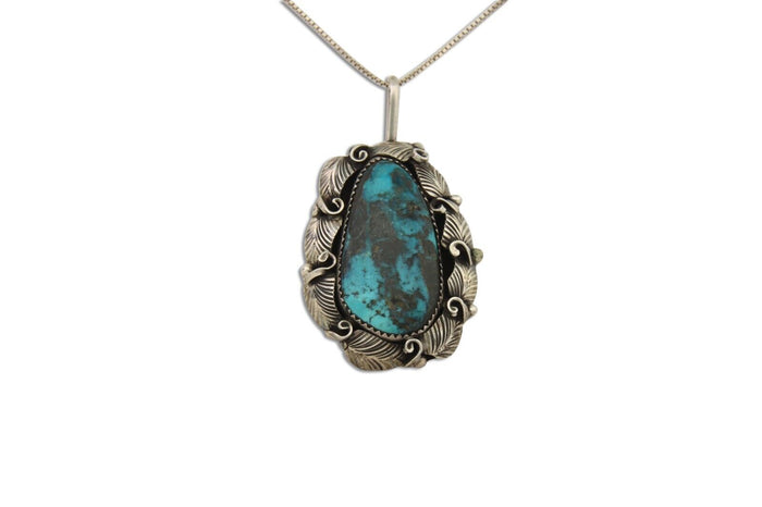 Navajo Necklace 925 Silver Natural Turquoise Artist Signed Billie Eagle C.80's