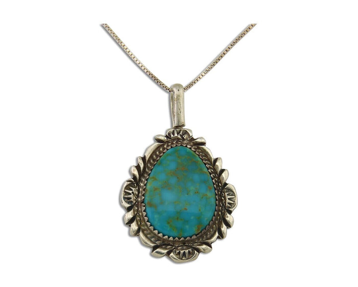 Navajo Necklace 925 Silver Natural Turquoise Artist Signed Billie Eagle C.80's