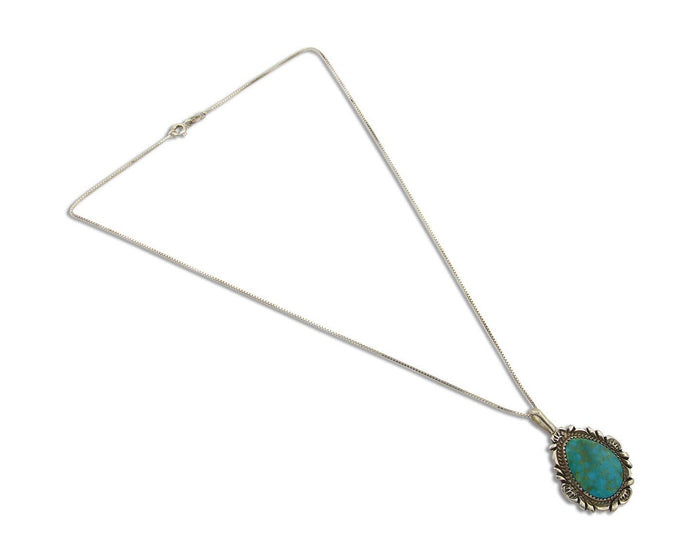 Navajo Necklace 925 Silver Natural Turquoise Artist Signed Billie Eagle C.80's