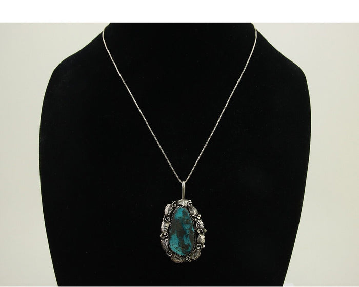 Navajo Necklace 925 Silver Natural Turquoise Artist Signed Billie Eagle C.80's