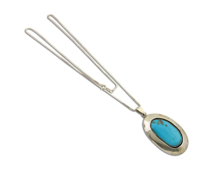 Navajo Necklace 925 Silver Natural Turquoise Artist Signed C Montoya C.80's