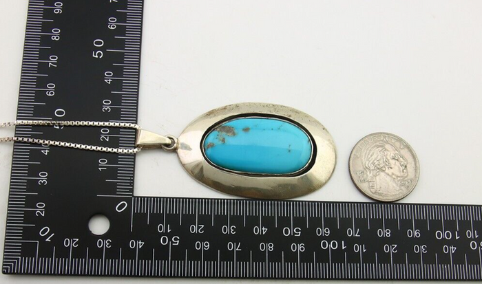 Navajo Necklace 925 Silver Natural Turquoise Artist Signed C Montoya C.80's