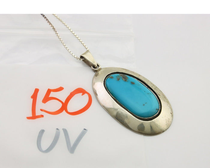 Navajo Necklace 925 Silver Natural Turquoise Artist Signed C Montoya C.80's