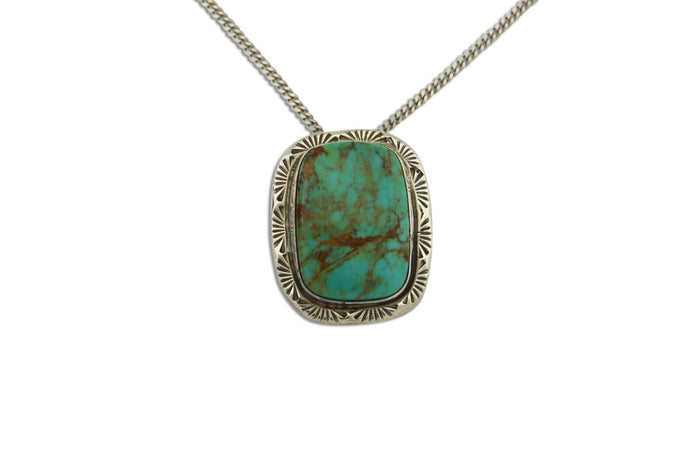 Navajo Necklace 925 Silver Natural Turquoise Artist Signed Doug Zachary C.80's