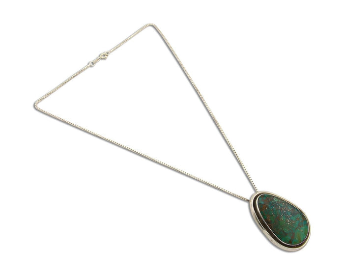 Navajo Necklace 925 Silver Natural Turquoise Artist Signed Doug Zachary C.80's