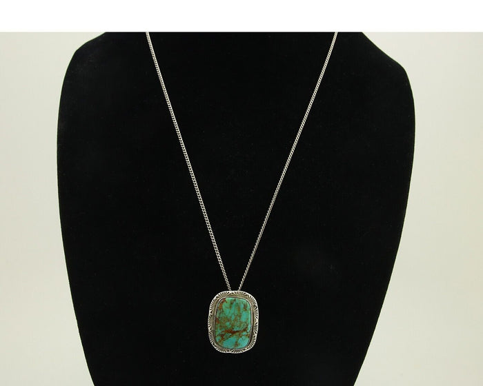 Navajo Necklace 925 Silver Natural Turquoise Artist Signed Doug Zachary C.80's