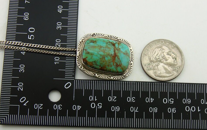 Navajo Necklace 925 Silver Natural Turquoise Artist Signed Doug Zachary C.80's