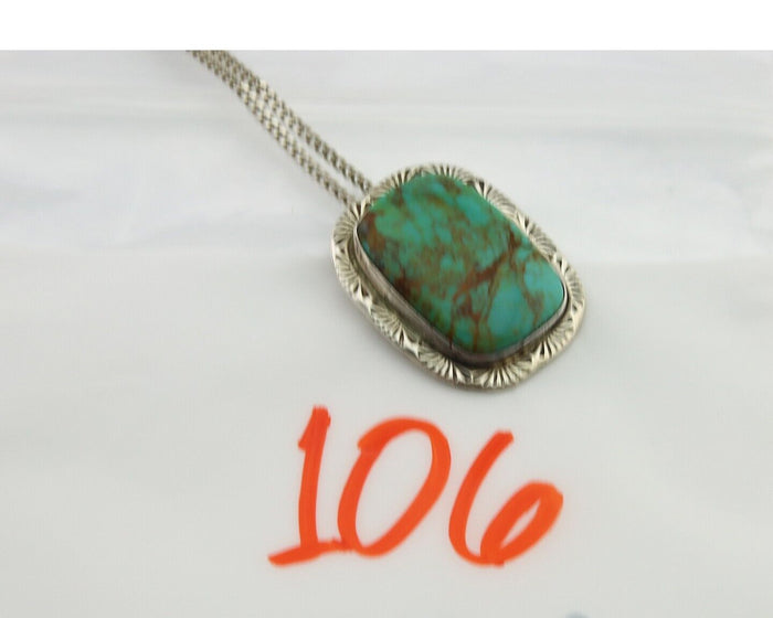 Navajo Necklace 925 Silver Natural Turquoise Artist Signed Doug Zachary C.80's