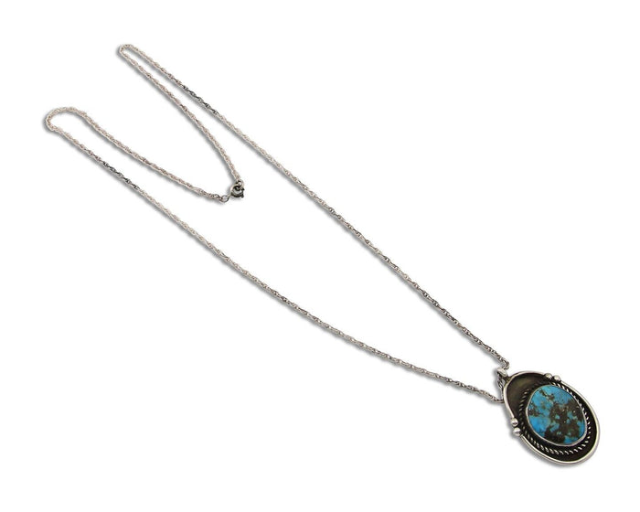 Navajo Necklace 925 Silver Natural Turquoise Artist Signed Elaine Becenti C.80's