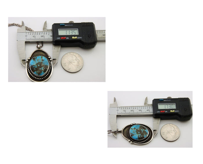 Navajo Necklace 925 Silver Natural Turquoise Artist Signed Elaine Becenti C.80's
