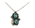 Navajo Necklace 925 Silver Natural Turquoise Artist Signed Fred Guerro C.80's