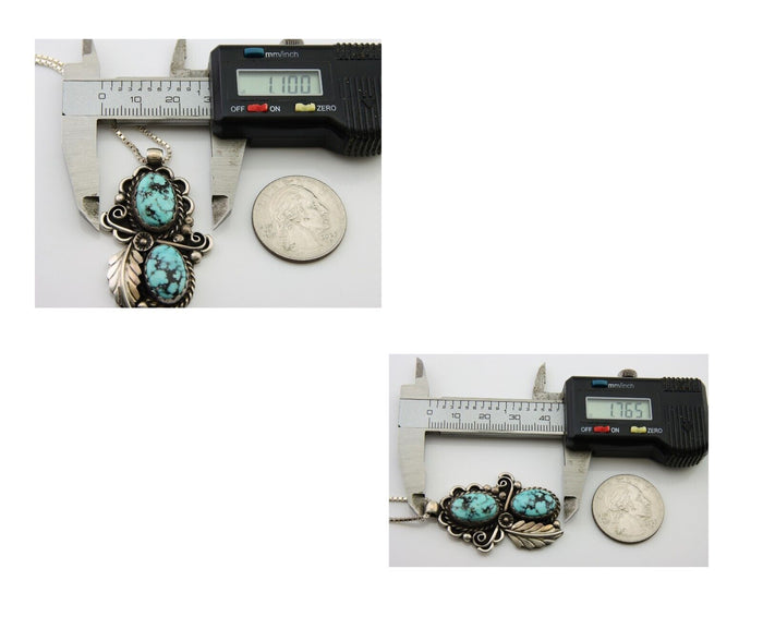 Navajo Necklace 925 Silver Natural Turquoise Artist Signed Fred Guerro C.80's