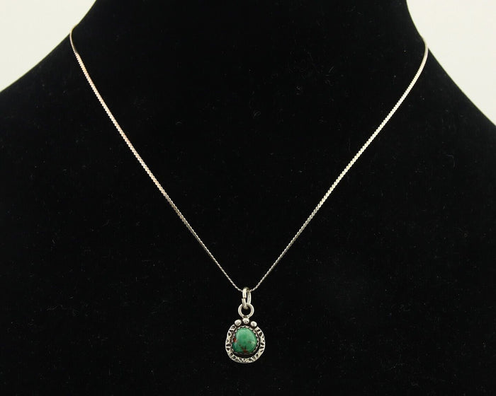 Navajo Necklace 925 Silver Natural Turquoise Artist Signed G Yazzie C.80's