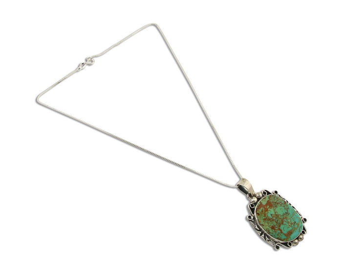 Navajo Necklace 925 Silver Natural Turquoise Artist Signed Gecko C.80's
