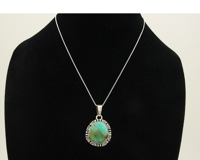 Navajo Necklace 925 Silver Natural Turquoise Artist Signed Gecko C.80's