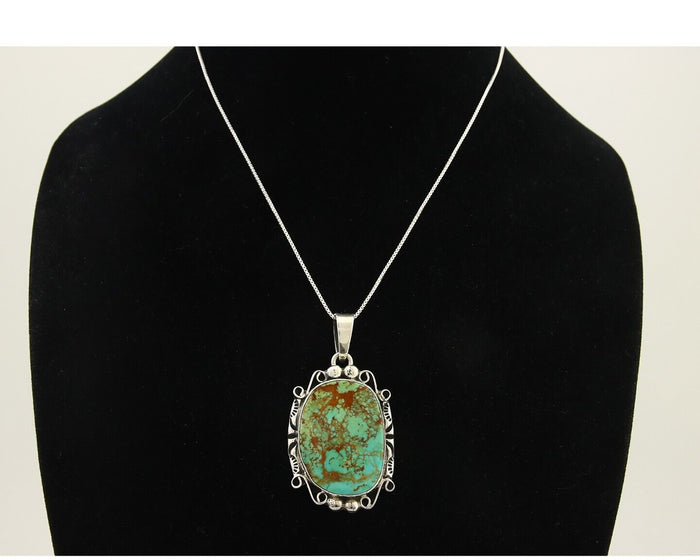 Navajo Necklace 925 Silver Natural Turquoise Artist Signed Gecko C.80's