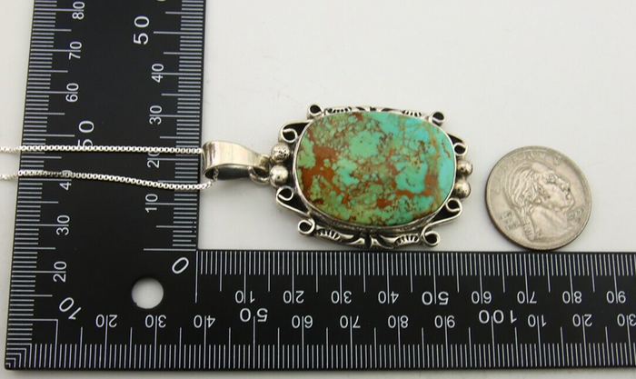 Navajo Necklace 925 Silver Natural Turquoise Artist Signed Gecko C.80's