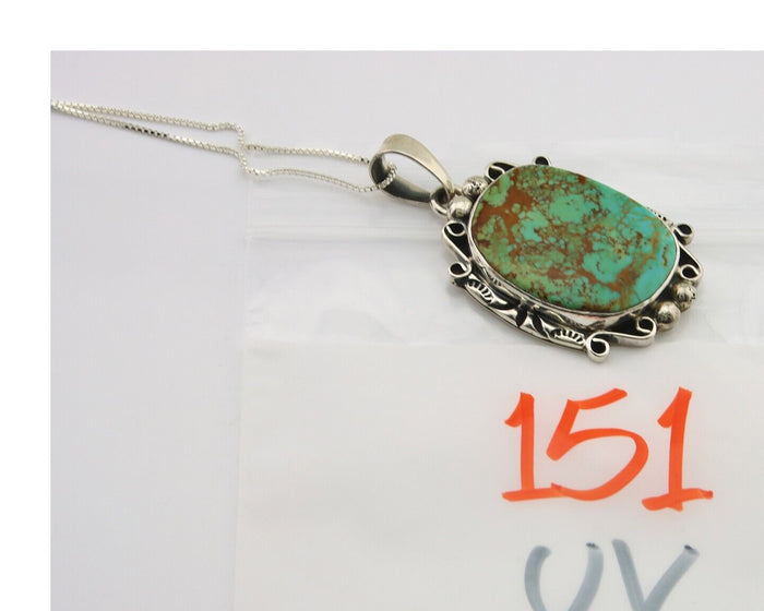 Navajo Necklace 925 Silver Natural Turquoise Artist Signed Gecko C.80's