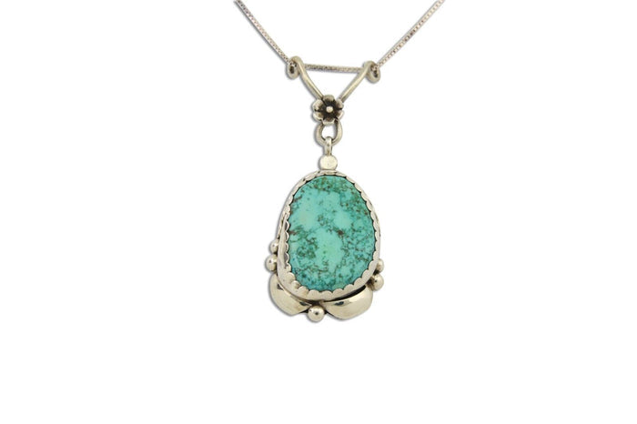 Navajo Necklace 925 Silver Natural Turquoise Artist Signed Jennifer Begay C.80's