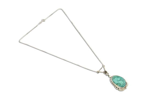 Navajo Necklace 925 Silver Natural Turquoise Artist Signed Jennifer Begay C.80's